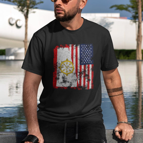 Sikkim USA Flag - Half American T-Shirt