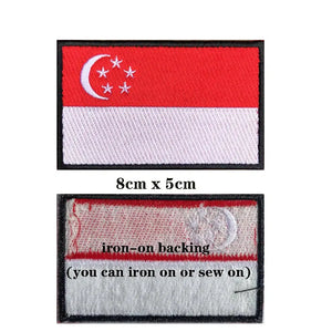 Singapore Flag Patch - Iron On/Hook & Loop Patch