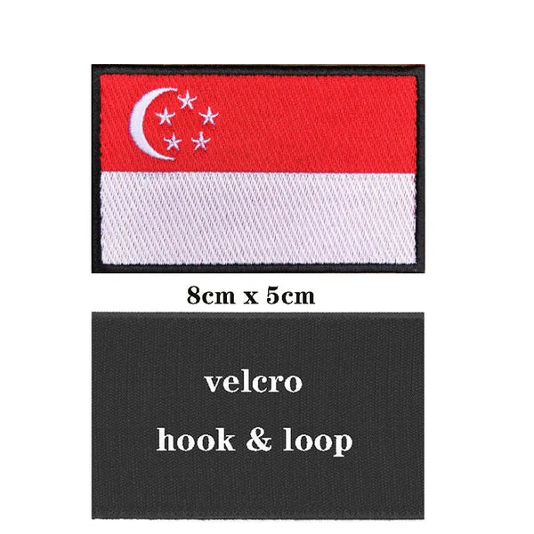 Singapore Flag Patch - Iron On/Hook & Loop Patch