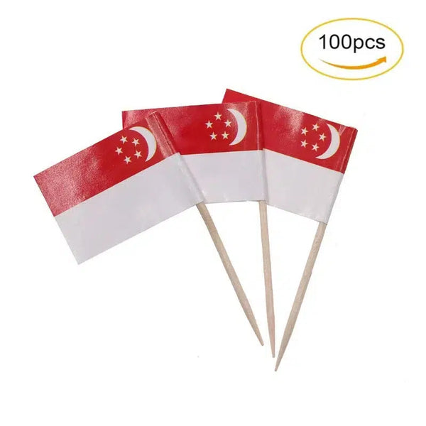 Singapore Flag Toothpicks - Cupcake Toppers (100Pcs)