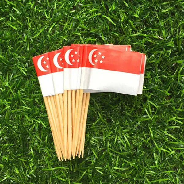 Singapore Flag Toothpicks - Cupcake Toppers (100Pcs)