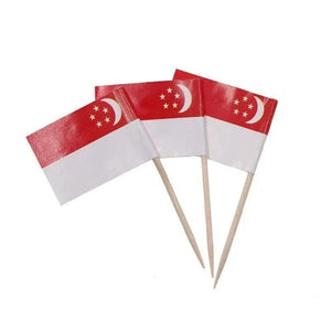 Singapore Flag Toothpicks - Cupcake Toppers (100Pcs)