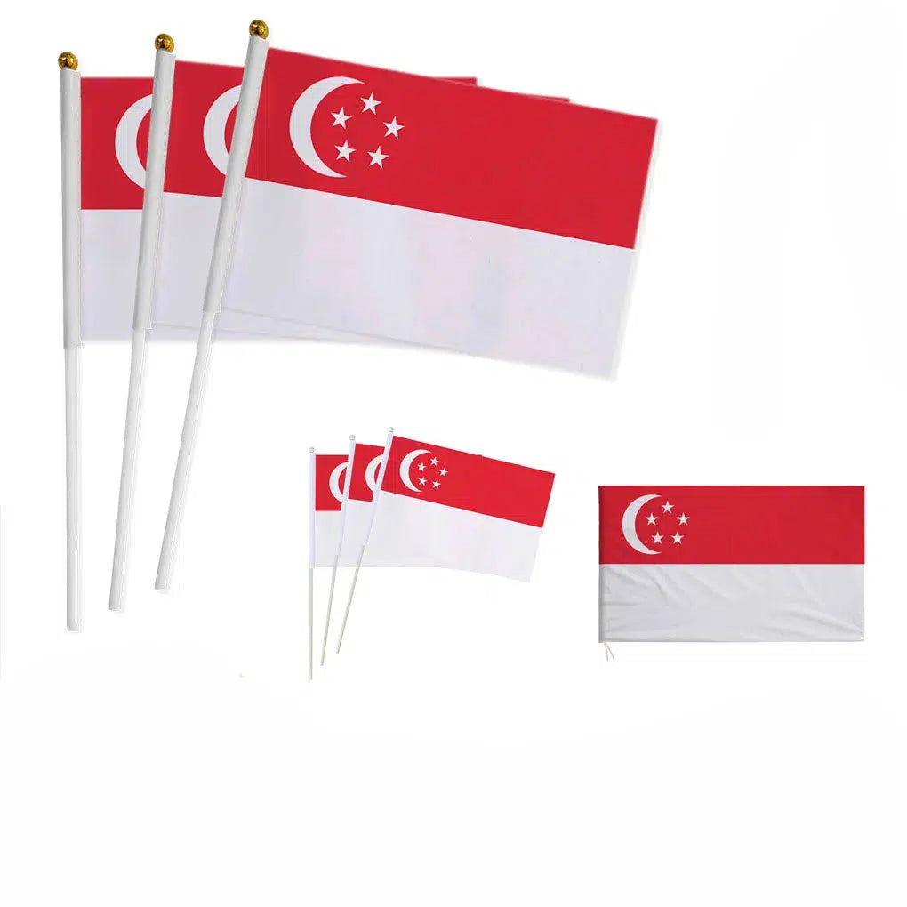 Singapore Flag on Stick - Small Handheld Flag (50/100Pcs)