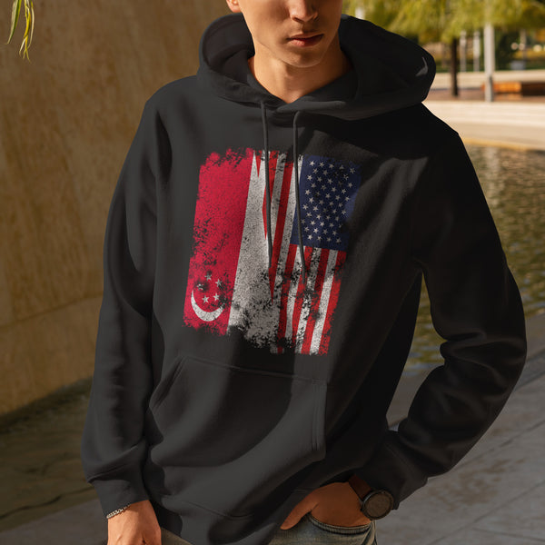 Singapore USA Flag - Half American Hoodie