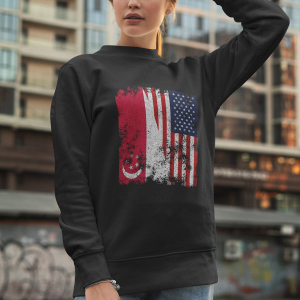 Singapore USA Flag - Half American Sweatshirt
