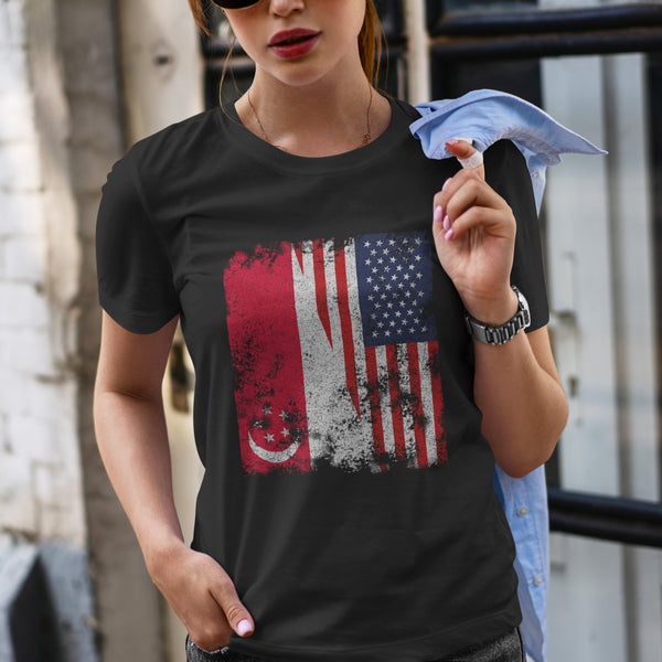 Singapore USA Flag - Half American T-Shirt