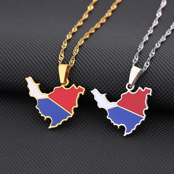 Saint Martin Flag Map Necklace