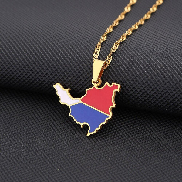 Saint Martin Flag Map Necklace