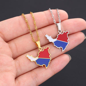 Saint Martin Flag Map Necklace