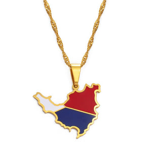 Saint Martin Flag Map Necklace