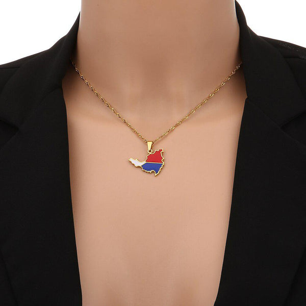 Saint Martin Flag Map Necklace