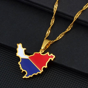 Saint Martin Flag Map Necklace