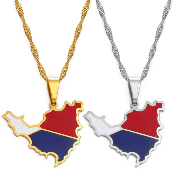 Saint Martin Flag Map Necklace