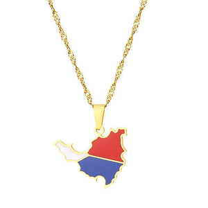 Saint Martin Flag Map Necklace