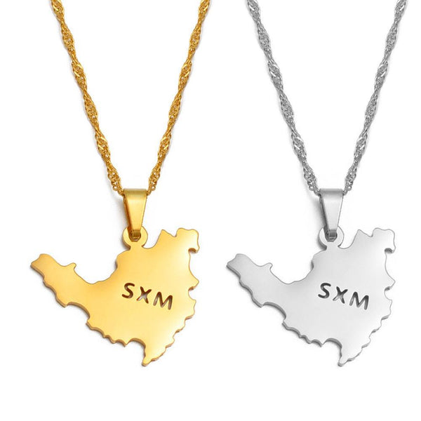 Saint Martin Map Necklace