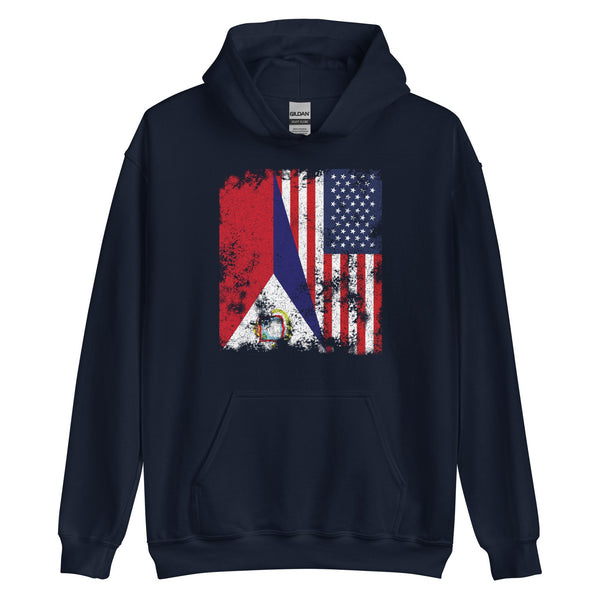 Saint Martin USA Flag - Half American Hoodie