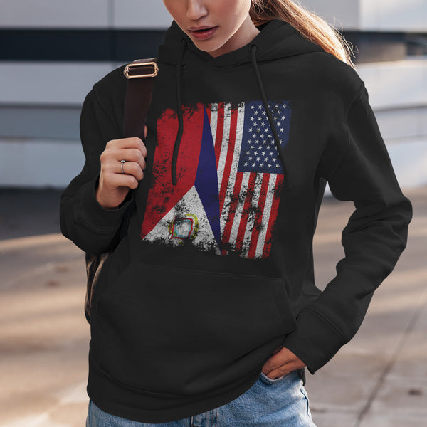 Sint Maarten USA Flag - Half American Hoodie