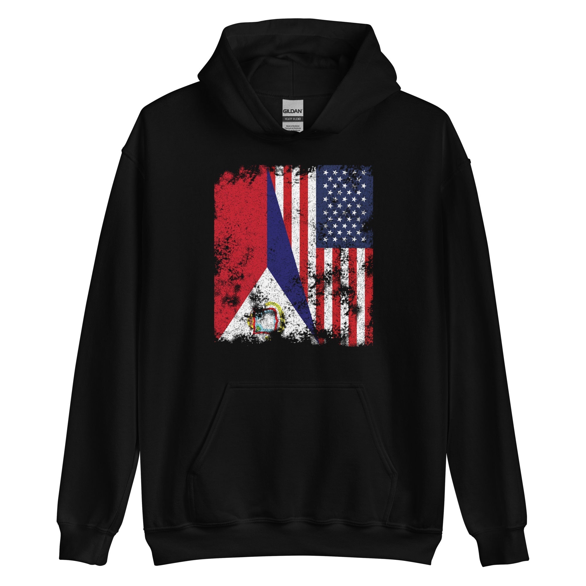 Saint Martin USA Flag - Half American Hoodie