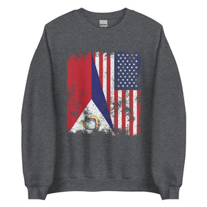 Saint Martin USA Flag - Half American Sweatshirt