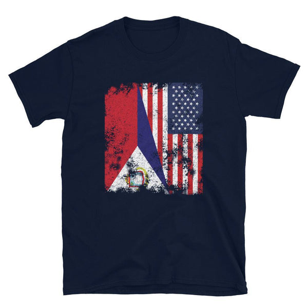 Saint Martin USA Flag - Half American T-Shirt