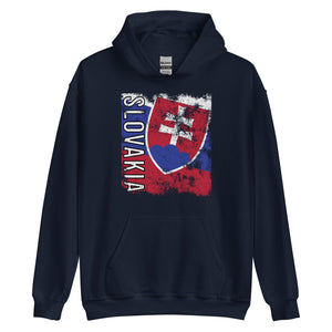 Slovakia Flag - Distressed Flag Hoodie