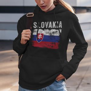 Slovakia Flag Distressed - Slovak Flag Hoodie