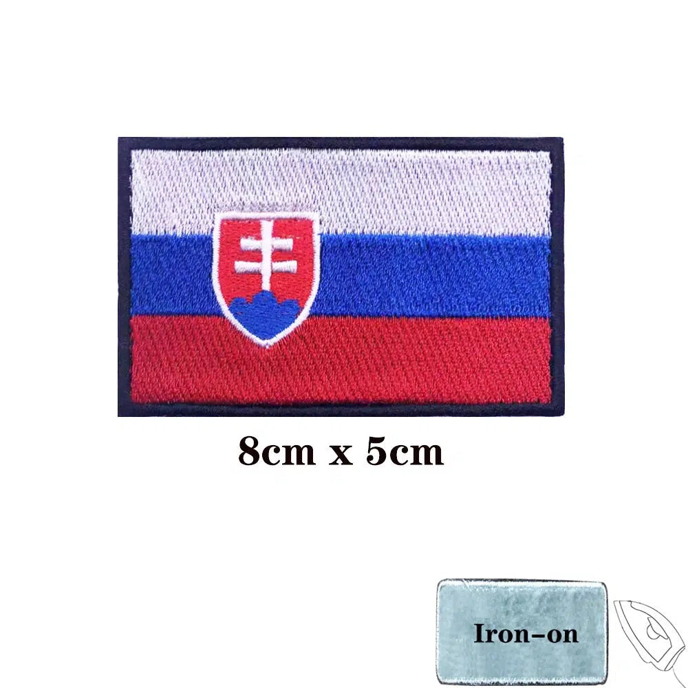 Slovakia Flag Patch - Iron On/Hook & Loop Patch