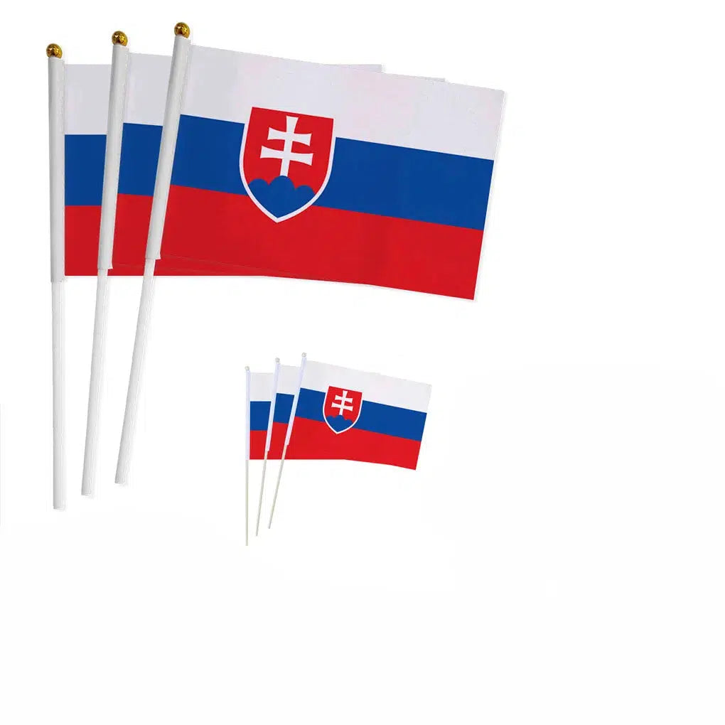 Slovakia Flag on Stick - Small Handheld Flag (50/100Pcs)