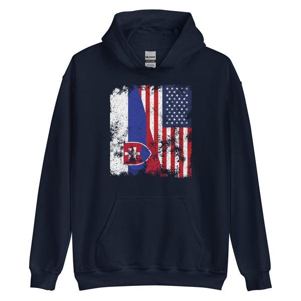 Slovakia USA Flag - Half American Hoodie