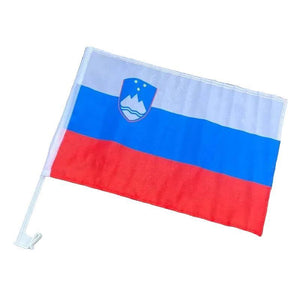 Slovenia Car Flag with Window Clip and Pole - Flag for Car Window