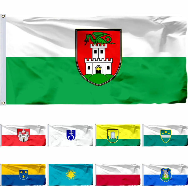 Slovenia City Flags - Slovenian Municipality Flags - 90x150cm(3x5ft) - 60x90cm(2x3ft)
