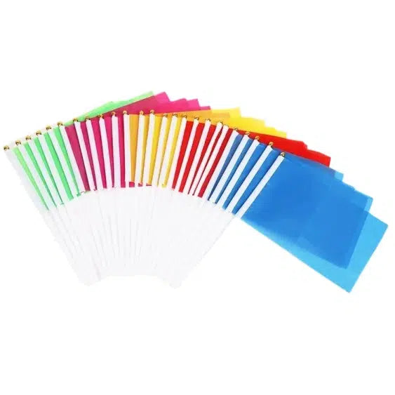 Solid Color Flag on Stick Collection - Small Handheld Flag (50/100Pcs)