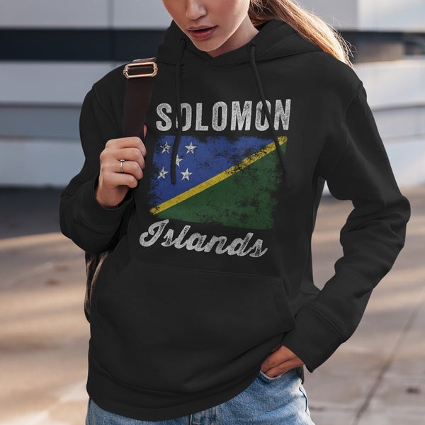 Solomon Islands Flag Distressed Hoodie