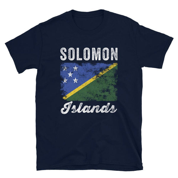 Solomon Islands Flag Distressed T-Shirt