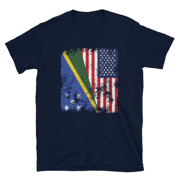 Solomon Islands USA Flag - Half American T-Shirt