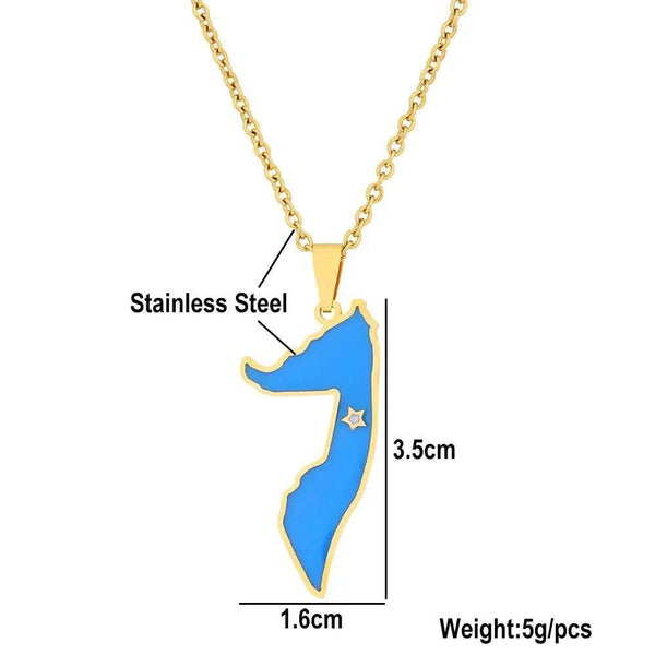 Somalia Flag Map Necklace