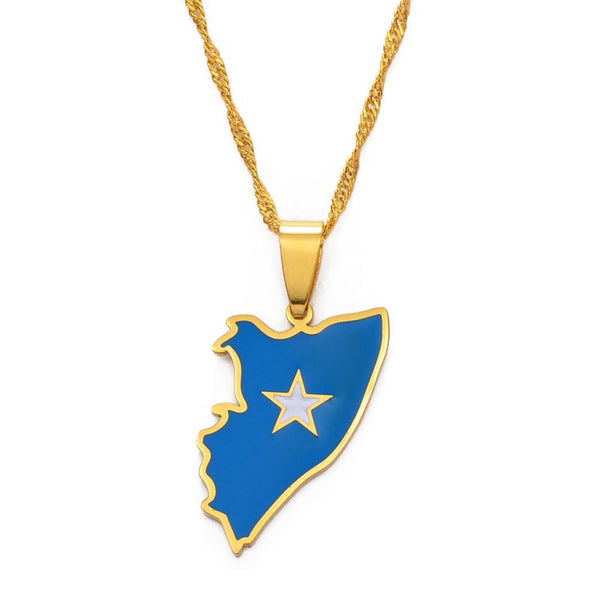 Somalia Flag Map Necklace