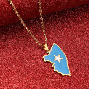 Somalia Flag Map Necklace