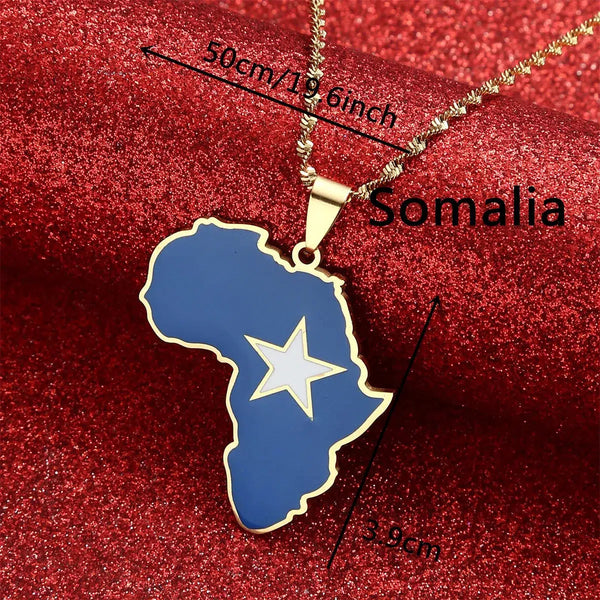 Somalia Flag Map Necklace