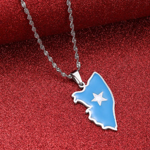 Somalia Flag Map Necklace