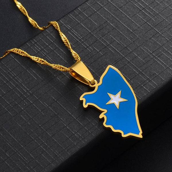 Somalia Flag Map Necklace