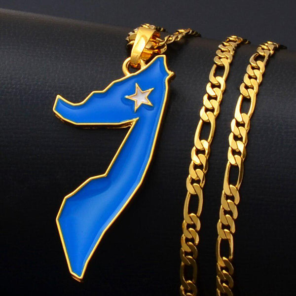 Somalia Flag Map Necklace