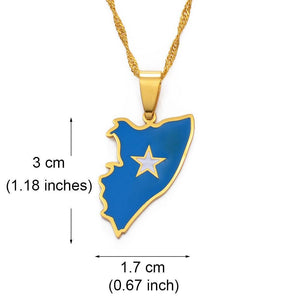 Somalia Flag Map Necklace