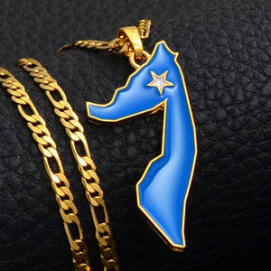 Somalia Flag Map Necklace