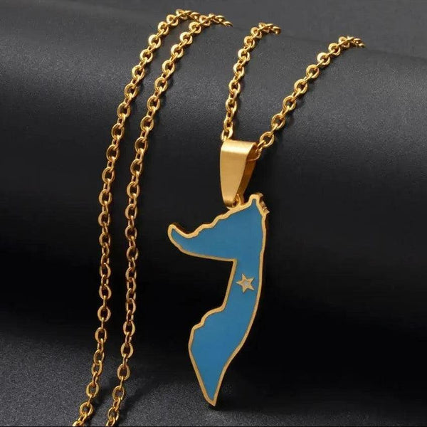 Somalia Flag Map Necklace