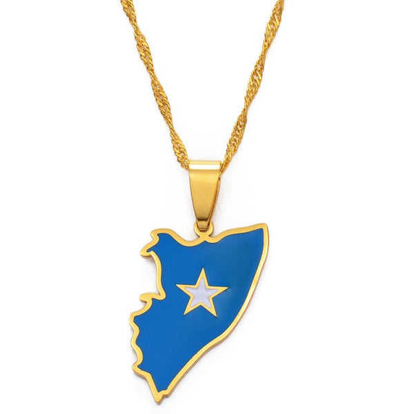 Somalia Flag Map Necklace