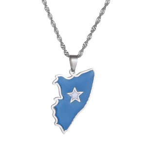 Somalia Flag Map Necklace