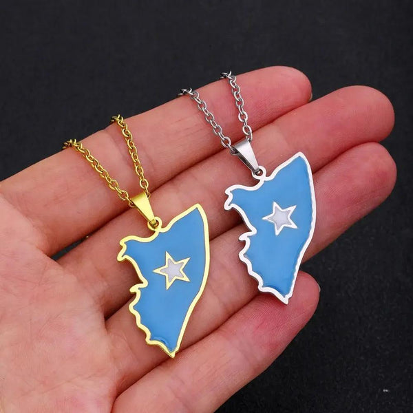 Somalia Flag Map Necklace