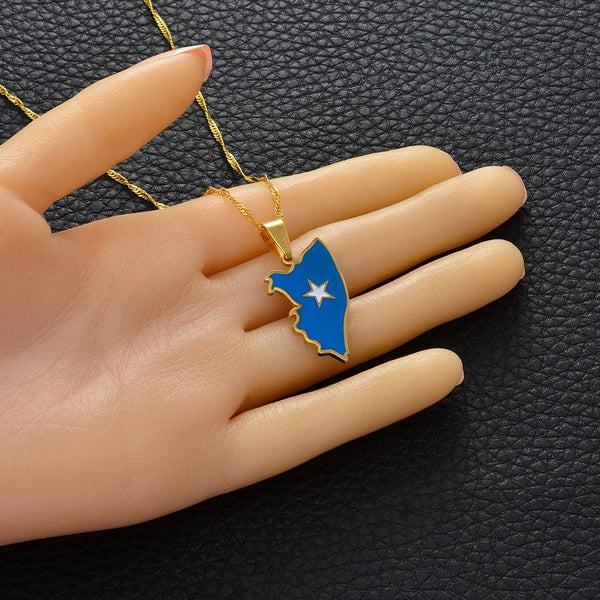 Somalia Flag Map Necklace