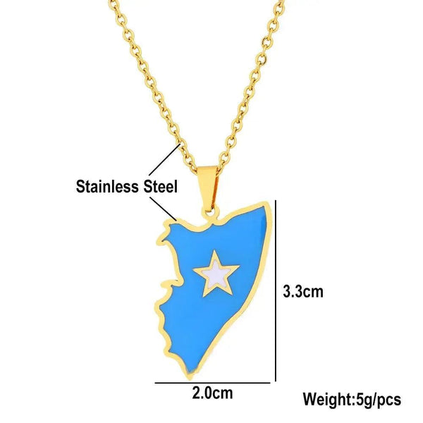 Somalia Flag Map Necklace